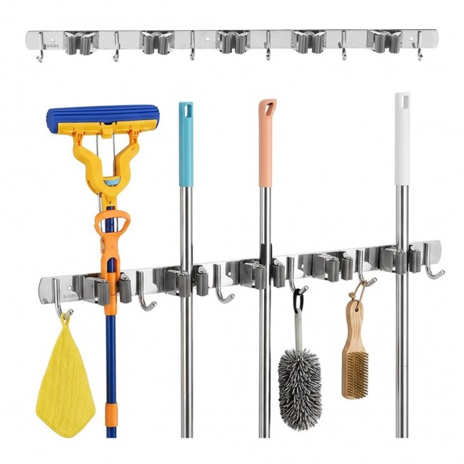 Maclean wall-mounted organizer for garden tools and mops, steel, with hooks, max. load 20 kg, width 60 cm, MC-185 Maclean wall-mounted organizer for garden tools and mops, steel, with hooks, max. load 20 kg, width 60 cm, MC-185