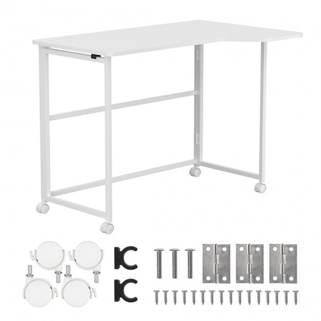 Maclean Folding Desk, White, Mobile, 100x65 cm, max. 50 kg, Corner, L-Shaped, MC-1250 L/W