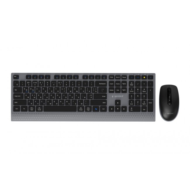 Gembird KBS-WPS-02-CYRL Dual-mode slim wireless desktop set, 2.4G+BT, RU layout