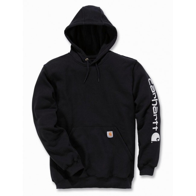 Carhartt Mid Signature Sleeve Logo Hoodie Black Carhartt Mid Signature Sleeve Logo Hoodie Black