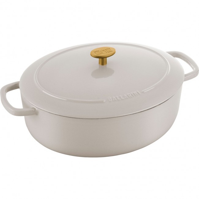 Ballarini Bellamonte oval cast iron pot - Ivory, 6.5 ltr Ballarini Bellamonte oval cast iron pot - Ivory, 6.5 ltr