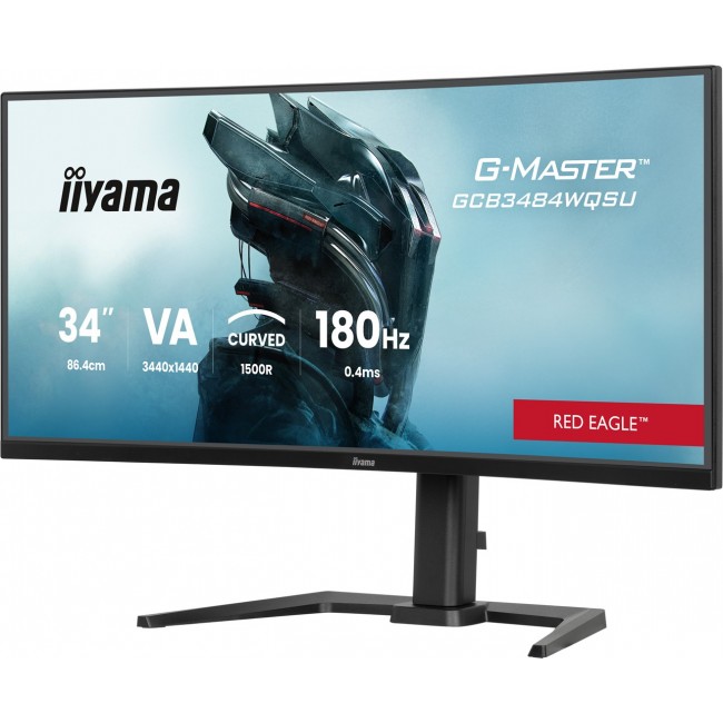 iiyama G-MASTER Get ahead with the curved GCB3484WQSU-B1 Red Eagle featuring 180Hz refresh rate and 0.4ms response time