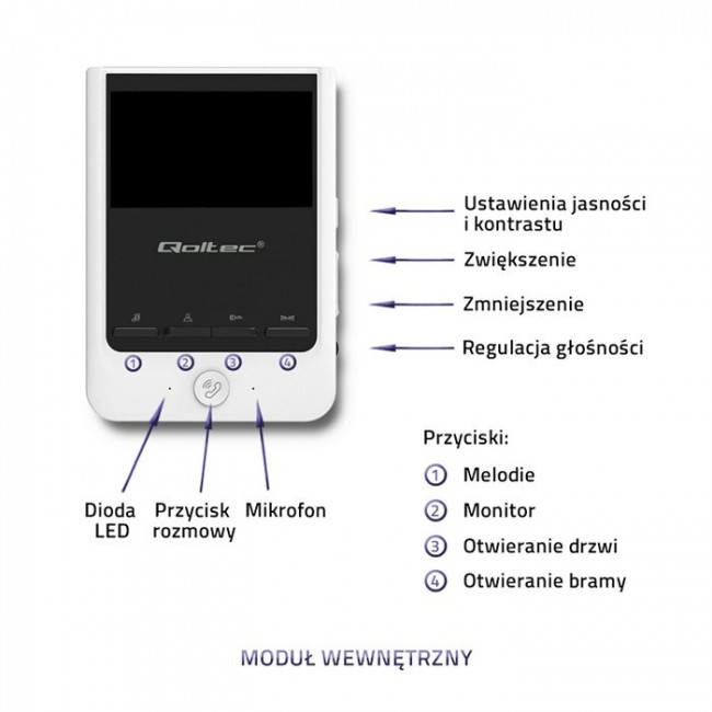 Qoltec 51780 Video doorphone Theon 4 | TFT LCD 4.3