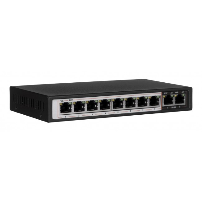 Extralink PoE Switch CERES 8x 100Mb/s PoE/PoE+, 2x RJ45 Uplink 100Mb/s, 96W