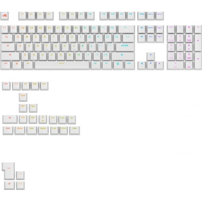 Glorious GPBT Backlit Keycaps, ANSI Layout (US), PBT, Dye-Sub - White