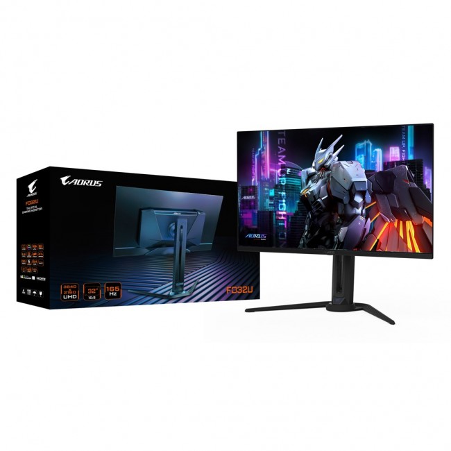 GIGABYTE AORUS FO32U 31.5 UHD Gaming Monitor - 3840 x 2160 (UHD), 165Hz, 0.03ms, 250 cd/m2, FreeSync Premium Pro, DisplayHDR True Black 400, HDMI 2.1, Displayport 1.4