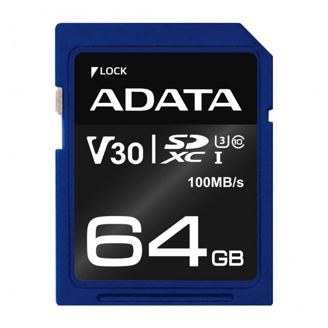 ADATA ASDX64GUI3V30S-R memory card 64 GB SDXC UHS-I Class 10 ADATA ASDX64GUI3V30S-R memory card 64 GB SDXC UHS-I Class 10