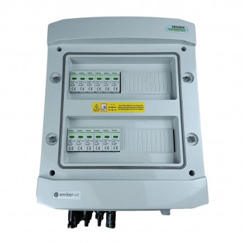 Switchgear attached DC hermetic IP65 EMITTER with Noark 1000V type 2 DC surge arrester, 4x PV string, 4x MPPT