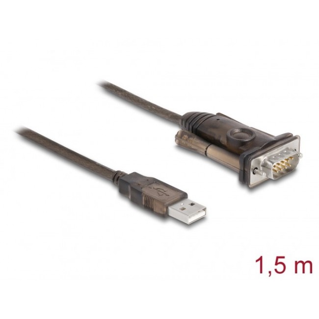 DeLOCK Adapter USB 2.0 Type-A to 1 x Serial RS-232 D-Sub 9 pin male with screws 1.5 m