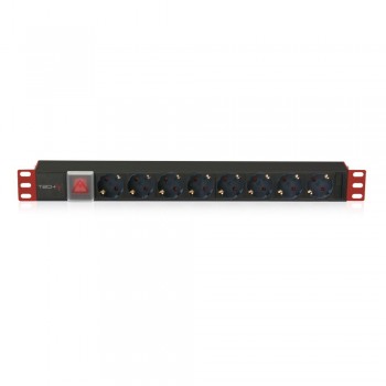 Techly I-CASE STRIP-81UD power distribution unit (PDU) 8 AC outlet(s) 1U Black, Red