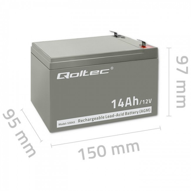 Qoltec 53045 AGM battery | 12V | 14Ah Qoltec 53045 AGM battery | 12V | 14Ah