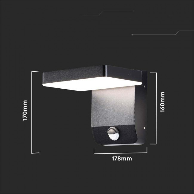 Projector V-TAC 17W Fa ade Luminaire Motion Sensor Black IP65 VT-11020-150-B 4000K 2580lm Projector V-TAC 17W Fa ade Luminaire Motion Sensor Black IP65 VT-11020-150-B 4000K 2580lm