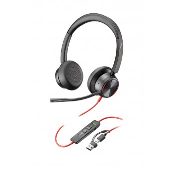 HP Poly Blackwire 8225 Stereo USB-C Headset +USB-C/A Adapter