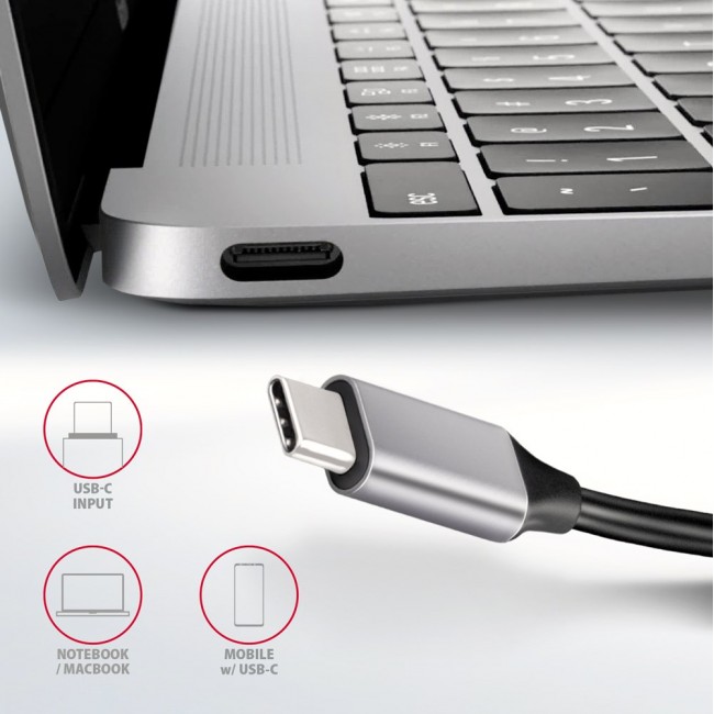 Axagon HMC-6H4A USB 3.2 Gen 1 hub, 4x USB-A, HDMI 4k/30Hz, PD 100W, 20cm USB-C cable
