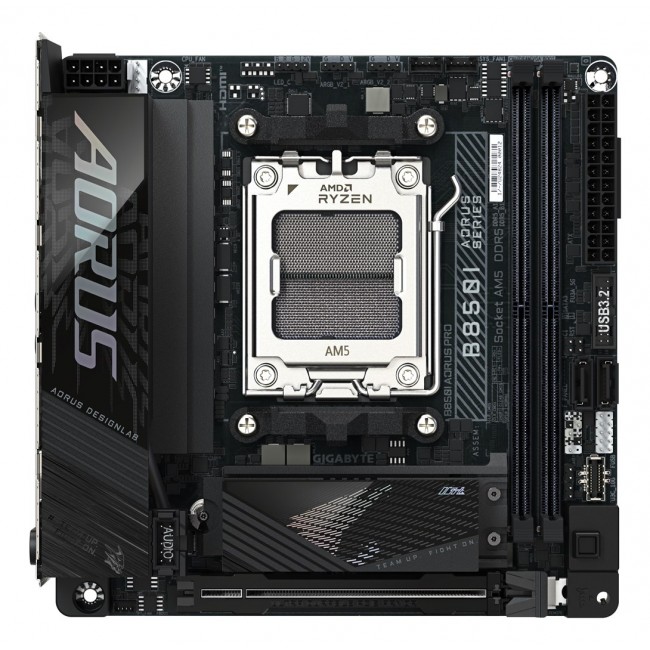 GIGABYTE B850I AORUS PRO Motherboard - AMD Ryzen 9000 Series CPUs, 8+2+1 Phases Digital VRM, up to 8400MHz DDR5 (OC), 1xPCIe 5.0 + 1xPCIe 4.0 M.2, 2.5LAN, WIFI 7, USB 3.2 Gen 2 GIGABYTE B850I AORUS PRO Motherboard - AMD Ryzen 9000 Series CPUs, 8+2+1 Phases Digital VRM, up to 8400MHz DDR5 (OC), 1xPCIe 5.0 + 1xPCIe 4.0 M.2, 2.5LAN, WIFI 7, USB 3.2 Gen 2