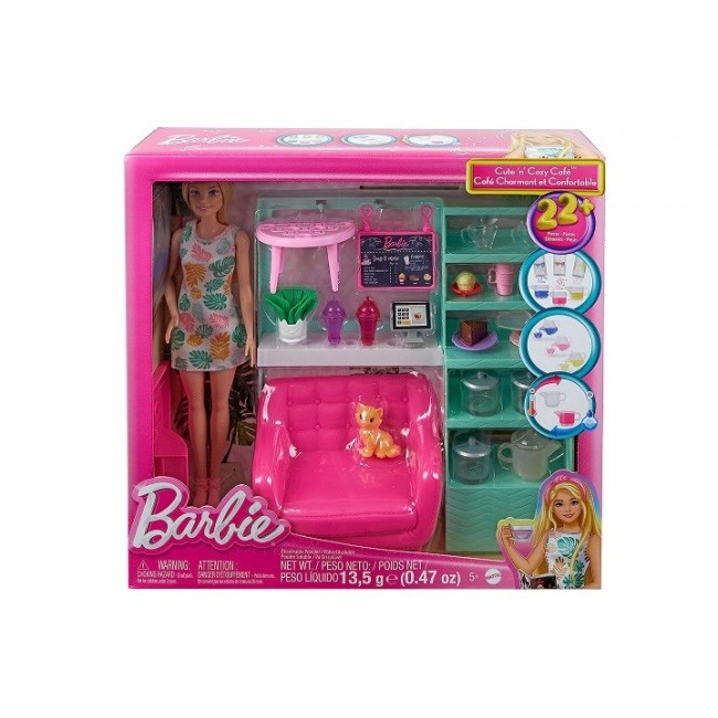 BARBIE RELAX IN CAFE SET + DOLL HKT94