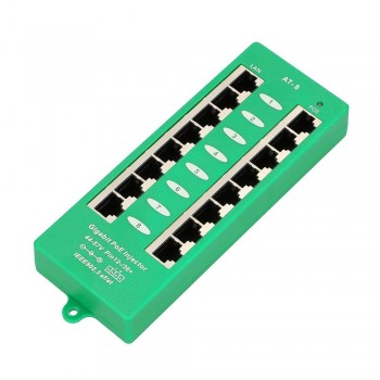 Extralink Gigabit PoE Injector 8 Port Active, 8 ports Gigabit 802.3at/af, Mode A