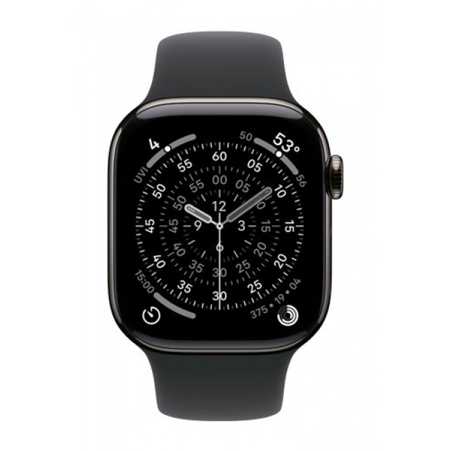 Apple Watch Series 11 GPS + Cellular 42mm Slate Titanium Case with Black Sport Band - M/L