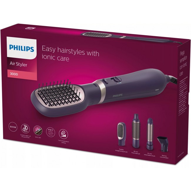 Philips 3000 series BHA313/00 hair styling tool Hot air brush Warm Black 800 W 1.8 m Philips 3000 series BHA313/00 hair styling tool Hot air brush Warm Black 800 W 1.8 m