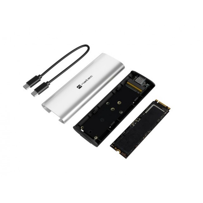 NATEC RHINO M.2 NVME LITE EXTERNAL SSD ENCLOSURE USB-C 3.2 GEN 2 ARCTIC SILVER