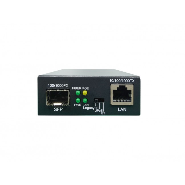 LevelOne RJ45 to SFP Gigabit Media Converter, 802.3bt 90W PoE PSE