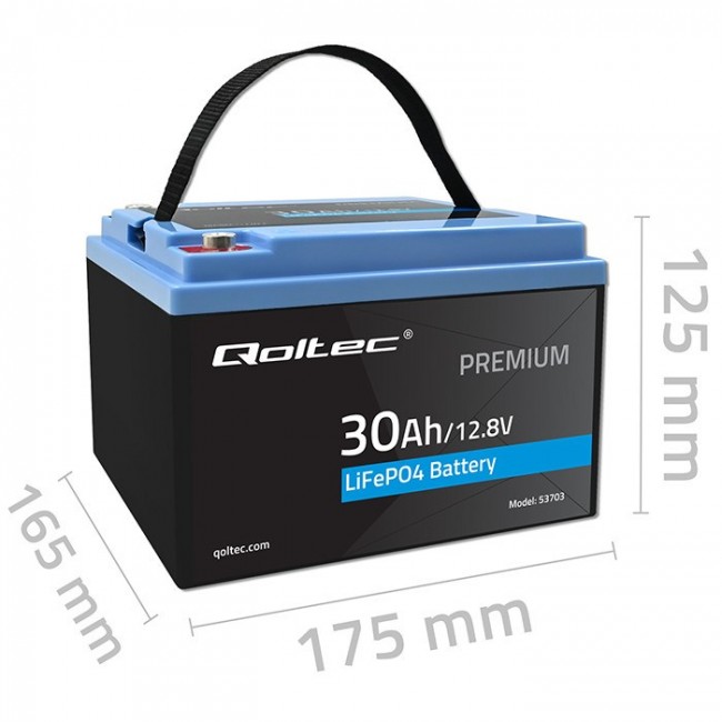 Battery LiFePO4 12.8V 30Ah 384Wh w/ BMS