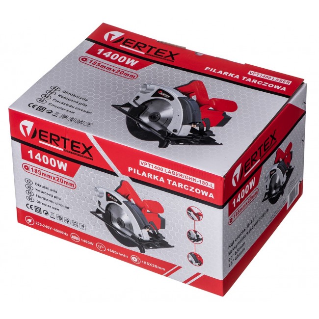 VERTEX PILARKA TARCZOWA 185mm/1400W LASER VERTEX PILARKA TARCZOWA 185mm/1400W LASER