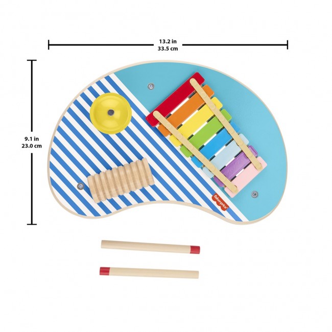 Fisher-Price Wooden Musical Table with Percussion Instrument Toys, 3 Wood Pieces
