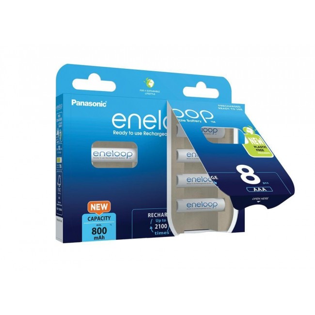 Rechargeable batteries PANASONIC ENELOOP AAA 800 mAh 8 szt (BK-4MCDE/8HH) Rechargeable batteries PANASONIC ENELOOP AAA 800 mAh 8 szt (BK-4MCDE/8HH)