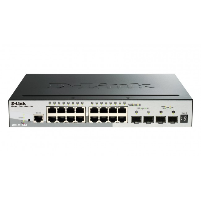 D-Link | Stackable Smart Managed Switch with 10G Uplinks | DGS-1510-20/E | Managed L2 | Desktop/Rackmountable | Gigabit Ethernet (copper) ports quantity 16