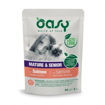 OASY Chunks in gravy Mature & Senior with Salmon - wet cat food - 85g