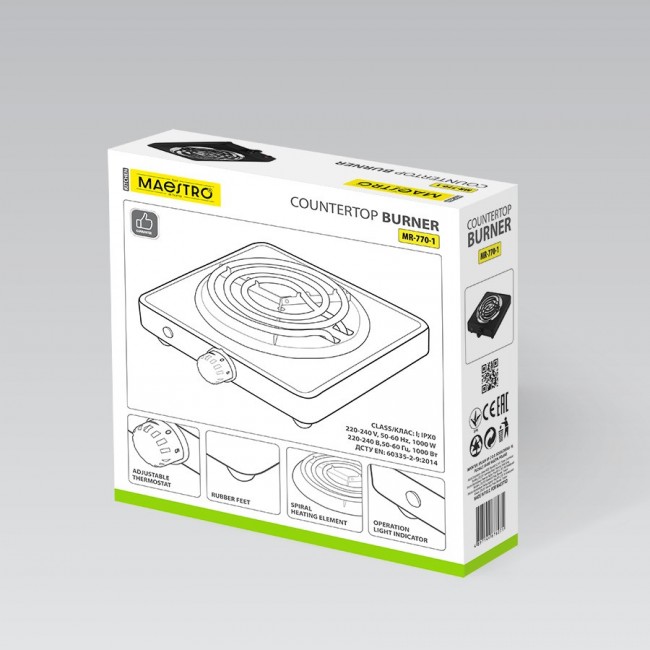 Maestro MR-770-1 hob 1000W Black Countertop 1 zone(s) Maestro MR-770-1 hob 1000W Black Countertop 1 zone(s)