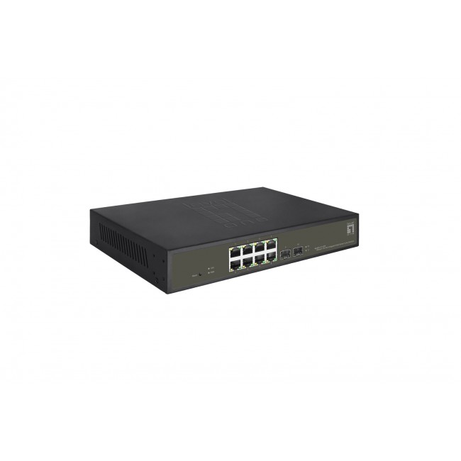LevelOne Hilbert 10-Port Gigabit PoE Smart Lite Switch, 8 PoE Outputs, 2 x Gigabit SFP, 802.3at/af PoE, 130W PoE Power Budget