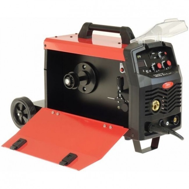 PRAKTIK MIG 211 MMA Digital - MIG/MAG semi-automatic welding machine, minimum welding current: 30A, maximum welding current: 200A, rated power: 6.2kW, power supply: 230V, welding method: FLUX/MIG-MAG/MMA