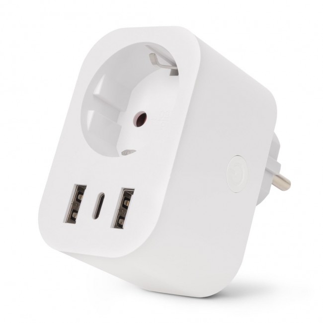 Entac Smart Single Socket Adapter 1x Type-F, 2xUSB-A, 1xUSB-C 2.4A WIBLE