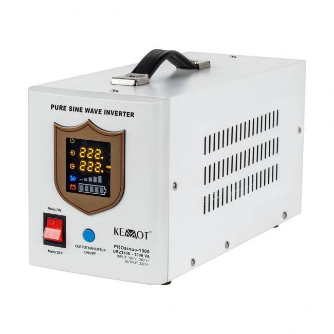 KEMOT PROsinus-1000 emergency power supply unit a pure sine wave inverter with a 12V charging function, 230V, 1000VA/700W