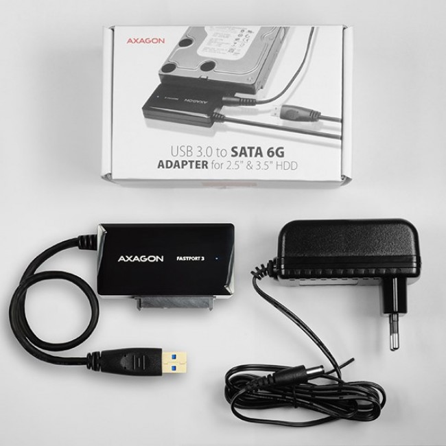 AXAGON ADSA-FP3 FASTPort3 Adapter, USB3.0, HDD/SSD/ODD, SATA 6G - Power Adapter AXAGON ADSA-FP3 FASTPort3 Adapter, USB3.0, HDD/SSD/ODD, SATA 6G - Power Adapter