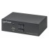 Manhattan DisplayPort 1.2 KVM Switch 2-Port, 4K@60Hz, USB-A/3.5mm Audio/Mic Connections, Cables included, Audio Support, Control 2x computers from one pc/mouse/screen, USB Powered, Black, Three Year Warranty