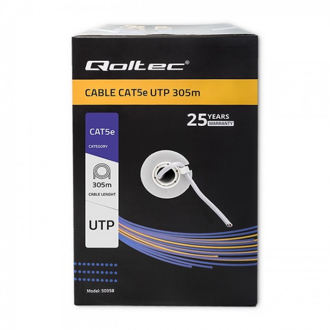 Qoltec 50358 UTP network cable| CAT5E | 305m | PVC grey Qoltec 50358 UTP network cable| CAT5E | 305m | PVC grey