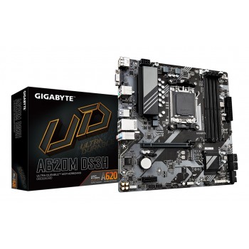 GIGABYTE A620M DS3H Motherboard - Supports AMD Ryzen 8000 CPUs, 5+2+2 Phases Digital VRM, up to 7600MHz DDR5 (OC), 1xPCIe 4.0 M.2, GbE LAN, USB 3.2 Gen 1