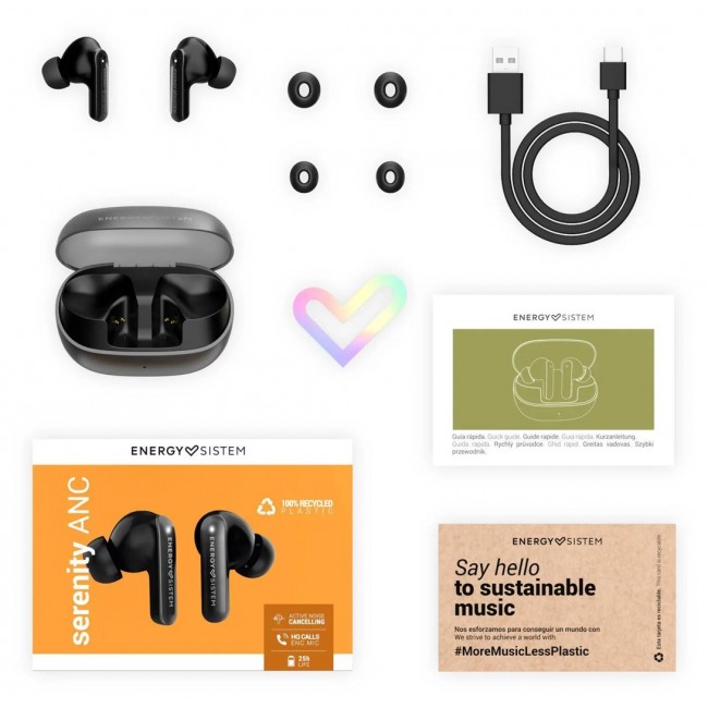 Energy Sistem Serenity ANC Headset True Wireless Stereo (TWS) In-ear Calls/Music USB Type-C Bluetooth Black