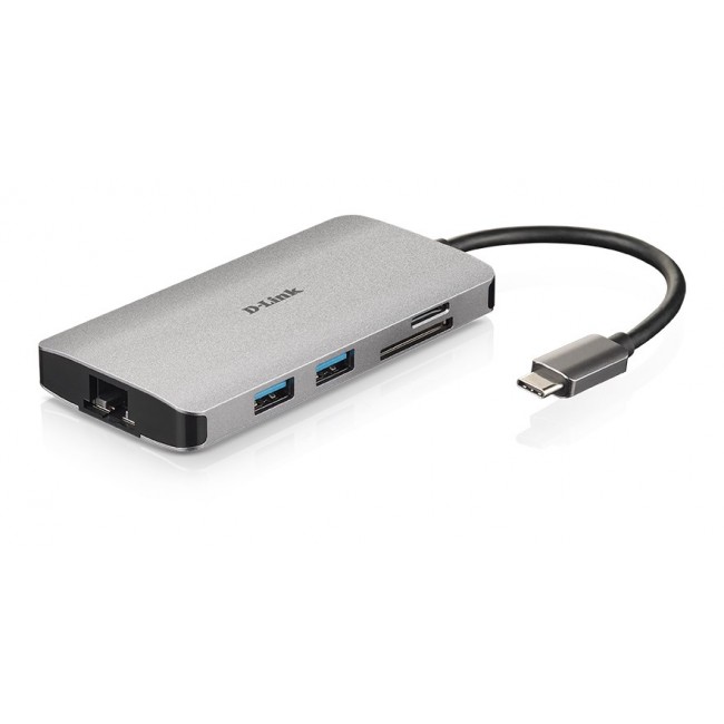D-Link DUB M810 - 8 in 1 USB C Hub with HDMI/Ethernet/Card Reader/Power Delivery