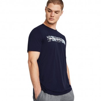 Under Armour Camo Chest Stripe Men's T-Shirt Navy Blue 1376830 410 M