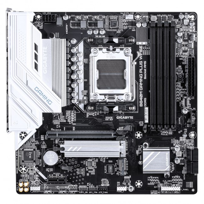 GIGABYTE B840M GAMING PLUS WIFI6E Motherboard - AMD Ryzen 9000 CPUs, 8+2+2 Phases VRM, up to 8200MHz DDR5(O.C), 2xPCIe 4.0 M.2, Wi-Fi 6E, 1GbE LAN, USB 3.2 Gen 2