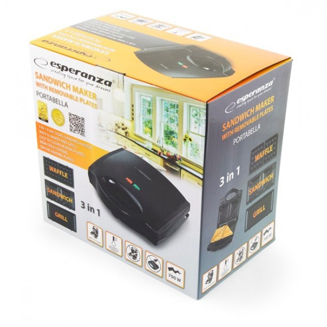 Esperanza EKT006K sandwich maker 700 W Black