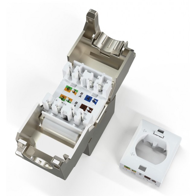 Digitus CAT 6A compact keystone module, shielded, tool-free mounting connection, 12 pcs.