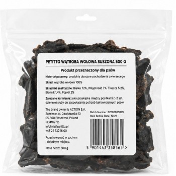 PETITTO Dried beef liver Mono - dog treat - 500g