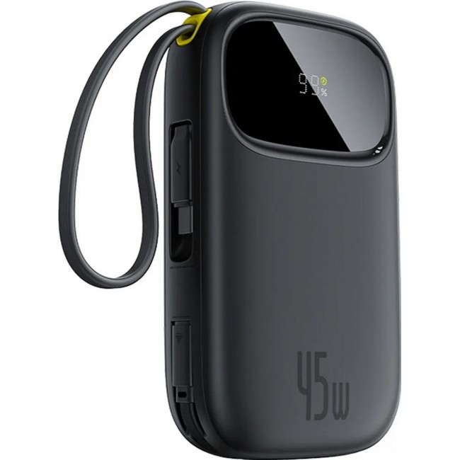 BASEUS ENERFILL F31 QPOW3 20000 mAh 22.5 W power bank with digital display and 2 built-in cables USB-C + Lightning, black BASEUS ENERFILL F31 QPOW3 20000 mAh 22.5 W power bank with digital display and 2 built-in cables USB-C + Lightning, black