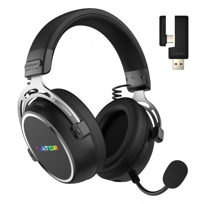 HATOR Hypergang 3 Wireless Gaming Headset, 2.4 GHz + Bluetooth + USB Connection, Hi-Res Audio, LDAC, THX, Black