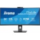 iiyama ProLite 34 VA UWQHD curved monitor with a built-in Windows Hello camera and microphone, USB-C Dock, LAN, KVM-Switch and 15cm height adjustable stand